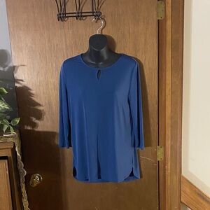 Chico’s Blue Keyhole Neck 3/4 Sleeve Stretch Top | Size 0 (S)